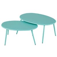 Tables gigognes de jardin en métal turquoise Tables gigognes de jardin en métal turquoise