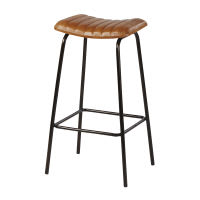 Tabouret de bar professionnel en cuir de chèvre marron Tabouret de bar professionnel en cuir de chèvre marron