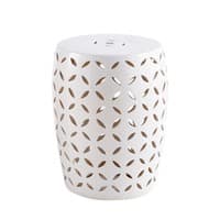 Tabouret en céramique blanche motifs ajourés Tabouret en céramique blanche motifs ajourés
