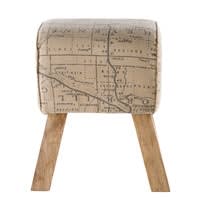Tabouret en coton imprimé carte du monder Tabouret en coton imprimé carte du monder