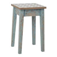Taburete de madera patinada azul ARMELLE Taburete de madera patinada azul ARMELLE