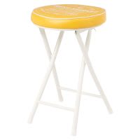 Taburete plegable amarillo mostaza y metal blanco Taburete plegable amarillo mostaza y metal blanco