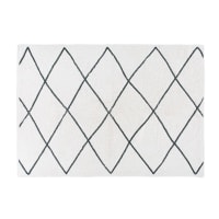 JACALA - Tapis berbère en coton écru et noir 140x200