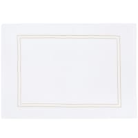 Tapis de bain en coton blanc et broderie dorée, 50x70
