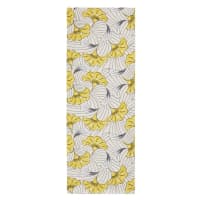 ST LOUIS - Tapis et sac yoga imprimé fleurs beiges, noires et jaunes 61x170