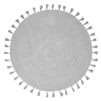 NINA - Tapis rond à pompons en coton gris D100