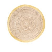 Tapis rond tressé en jute contour doré D180 Tapis rond tressé en jute contour doré D180