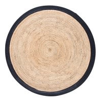 Tapis rond tressé en jute contour noir D180 Tapis rond tressé en jute contour noir D180