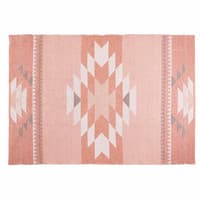 Tappeto con motivi etnici rosa in cotone 180x120cm MAYA Tappeto con motivi etnici rosa in cotone 180x120cm MAYA