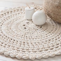 Tappeto di cotone écru D. 90 cm CROCHET Tappeto di cotone écru D. 90 cm CROCHET