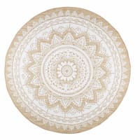 MANDALA - Tappeto rotondo bianco in iuta e cotone 180 cm