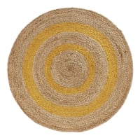 GANA - Tappeto rotondo in iuta intrecciata bicolore, D.100 cm