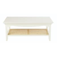 DEBBIE - Tavolino basso 2 piani bianco sporco in rattan incannucciato
