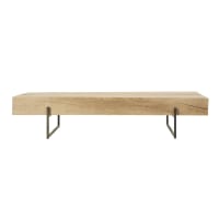 MAGNUS - Tavolino da salotto in legno massello di quercia e metallo nero
