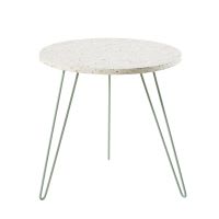 Tavolino da salotto in marmo terrazzo e metallo verde chiaro Tavolino da salotto in marmo terrazzo e metallo verde chiaro