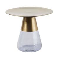 LOXTON - Tavolino da salotto in metallo dorato e vetro fumé
