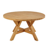 Tavolo da giardino rotondo in legno di teak riciclato 6 persone, 140 cm Tavolo da giardino rotondo in legno di teak riciclato 6 persone, 140 cm