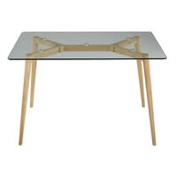 Tavolo per sala da pranzo in vetro e quercia 120 cm Tavolo per sala da pranzo in vetro e quercia 120 cm