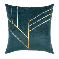 DIANE - Teal and Gold Velvet Cushion Cover 40x40
