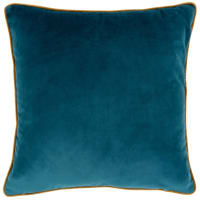 Teal and sky blue cushion cover with yellow trim 40x40cm