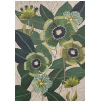 KOLORINA - Tela com estampado floral verde, cru e branco 42x60