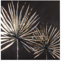 LIA - Tela com folhas de palmeira preta e dourada 50x50