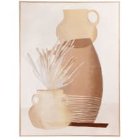 INAYA - Tela stampata e dipinta beige, écru e marrone 60x80 cm