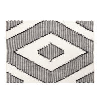 Teppich aus gewebter Baumwolle in Ecru und Schwarz mit grafischen Motiven 140x200 Teppich aus gewebter Baumwolle in Ecru und Schwarz mit grafischen Motiven 140x200