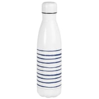 Thermosflasche aus Edelstahl, blau und weiß