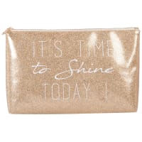 Toiletry Bag with Gold Glitter and White Print