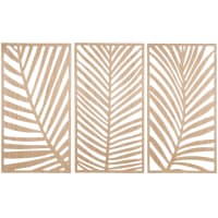 BENTOS - Tríptico con diseño de hojas de madera 105 x 65