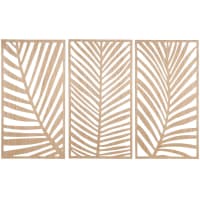 BENTOS - Tríptico de decoração de parede com folhas em madeira 105x65
