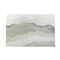 ELINE - Triptyque en toile peinte gris et blanc 180x120