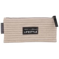 Trousse beige motifs à rayures Trousse beige motifs à rayures