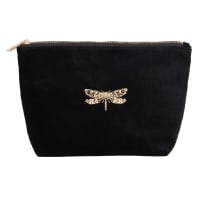BUTTY - Trousse en coton noir et libellule dorée