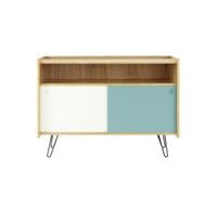 TV-Lowboard im Vintage-Stil aus Holz, B 105 cm, weiß/blau TV-Lowboard im Vintage-Stil aus Holz, B 105 cm, weiß/blau