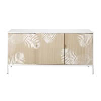 CARACAS - Two-Tone White Foliage Print 3-Door Sideboard