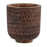 Übertopf aus geschnitztem Mangoholz, H16cm