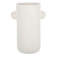 Vase aus ecrufarbenem Zement mit Henkeln, H24cm