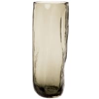 BRYGGEN - Vase aus gehämmertem Glas, rauchgrau, H27cm