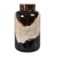 ARSTAD - Vase aus schwarzem Steinzeug, mokka und beige, H33cm