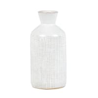 Vase en grès blanc motifs graphiques H18