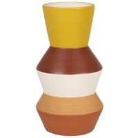 Vase en porcelaine jaune, orange et blanc H23