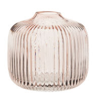 Vase en verre strié teinté rose H11 Vase en verre strié teinté rose H11