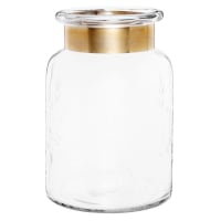 Vase en verre transparent et métal doré H19
