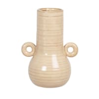 MILO - Vase oreilles en porcelaine beige brossé H14