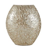 IZALINE - Vaso in madreperla bianca con motivi dorati alt. 44 cm