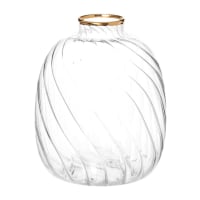 CANDICE - Lotto di 2 - Vaso in vetro striato e dorato alt. 11 cm