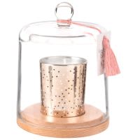Vela perfumada dorada bajo campana de cristal Vela perfumada dorada bajo campana de cristal