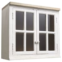 ELEONORE - Verglaster Küchenoberschrank aus Mangoholz, B 70 cm, elfenbein